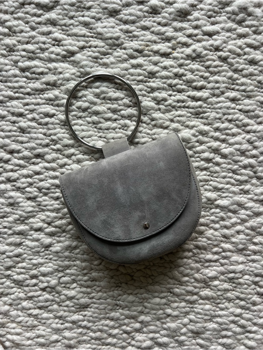 Theory Gray Suede Ring-Handle Women’s Bag